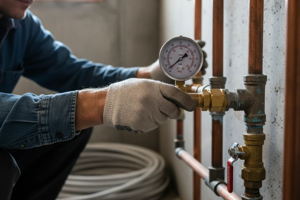 Pressure testing a repaired line during Water Line Repair in Miller